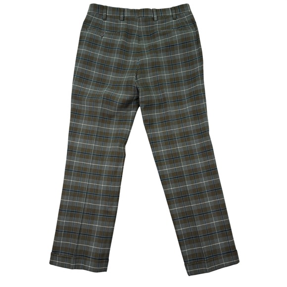 Vintage Brooks Brothers Mens 34x30 Plaid Dress Pants Brown Cuffed Wool Trousers - Picture 2 of 10